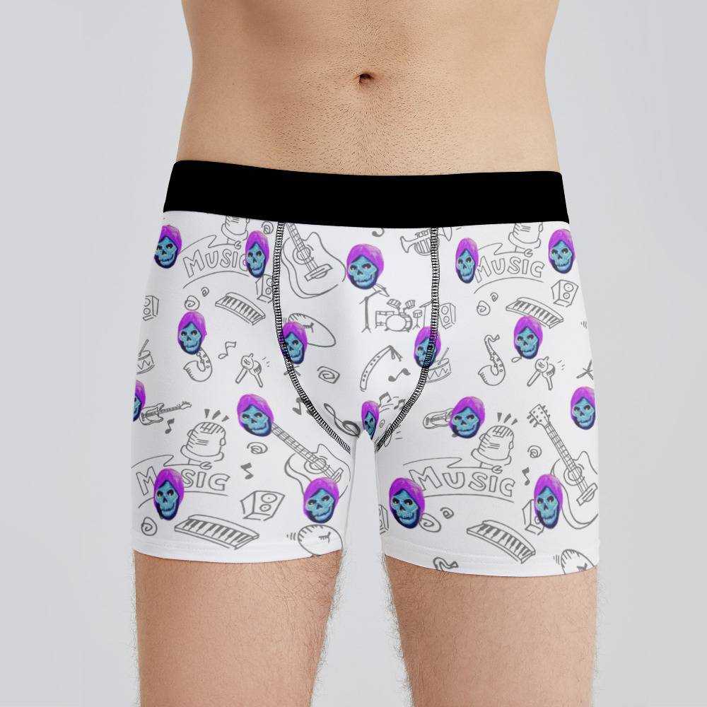 Teamsesh Boxers Custom Photo Boxers Men's Underwear Musical Instruments Pattern Boxers White