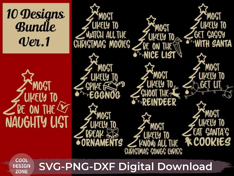 Funny Christmas Ornament Svg, Most Likely To Svg#1
