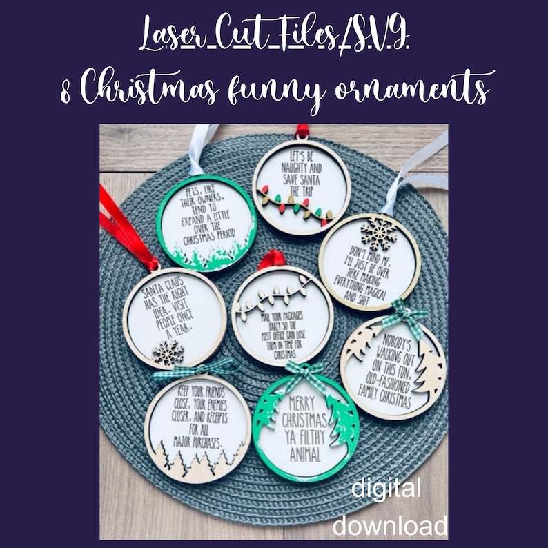 Funny Christmas Ornament Svg, Christmas Ornament laser #1