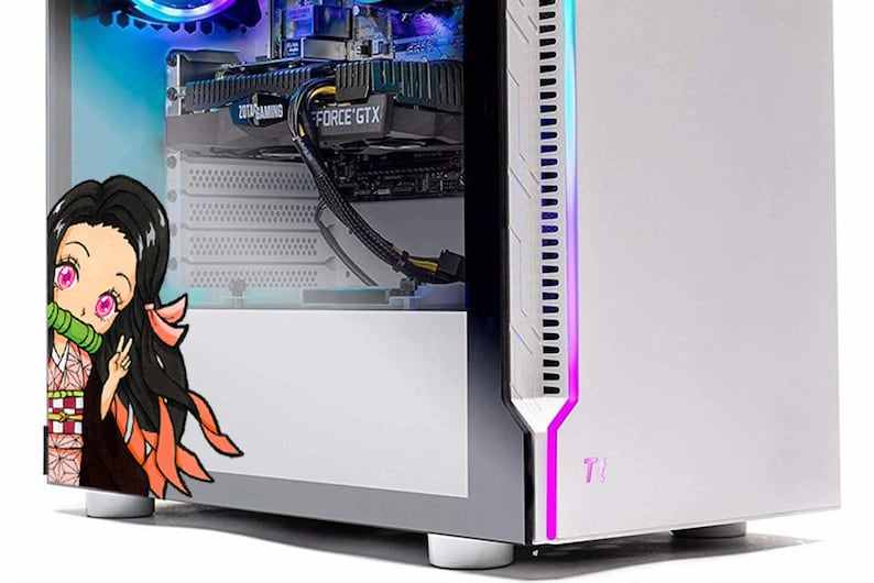 Anime Stickers for PC Case, Vinyl Decor Decal for ATX Mid Tower Black and  White