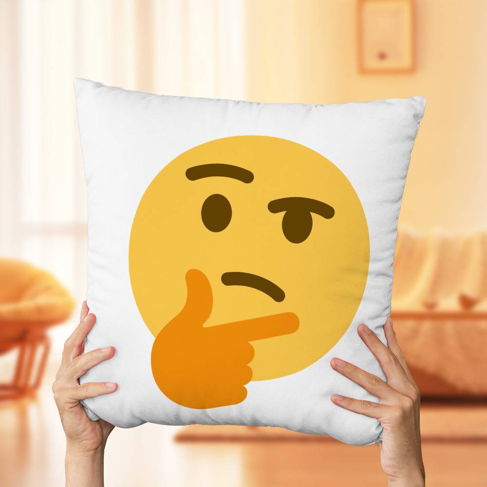 Thinking emoji pillow top
