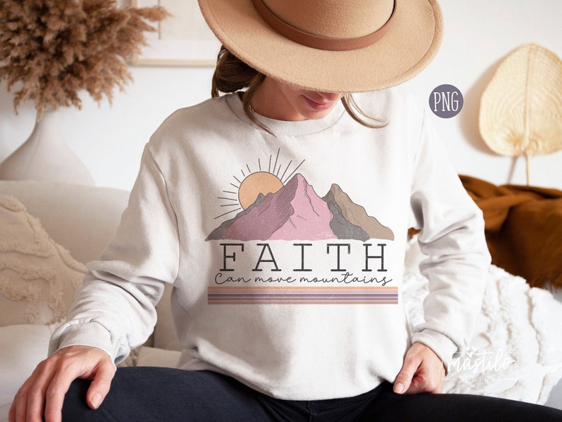 Christian Retro Png, Faith Can Move Mountains Svg