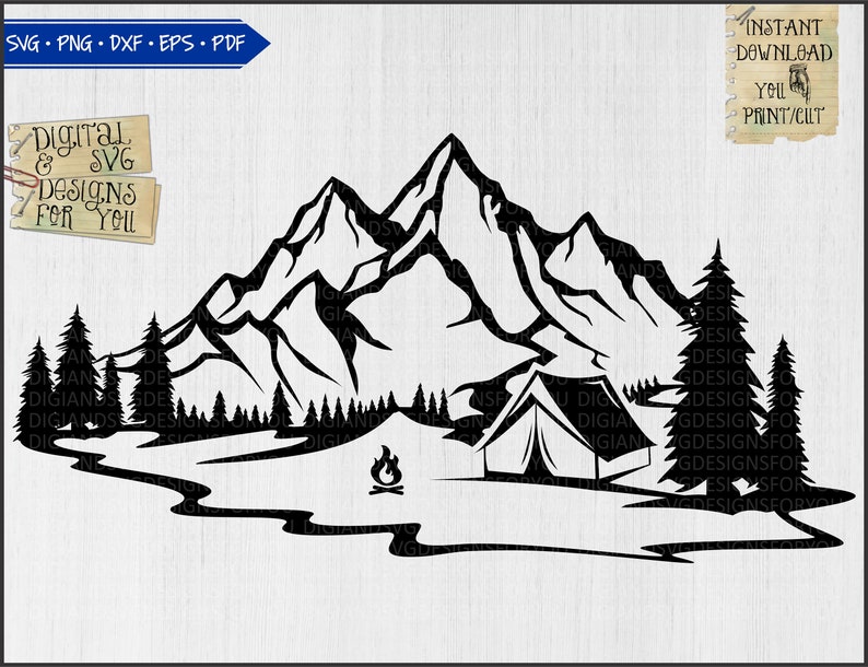 Forest Camper Svg, Mountains And Trees Svg