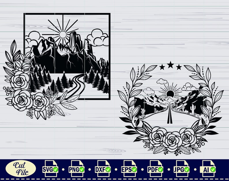 Nature landscape Svg, Mountain Scene Svg | mountainsvg.com