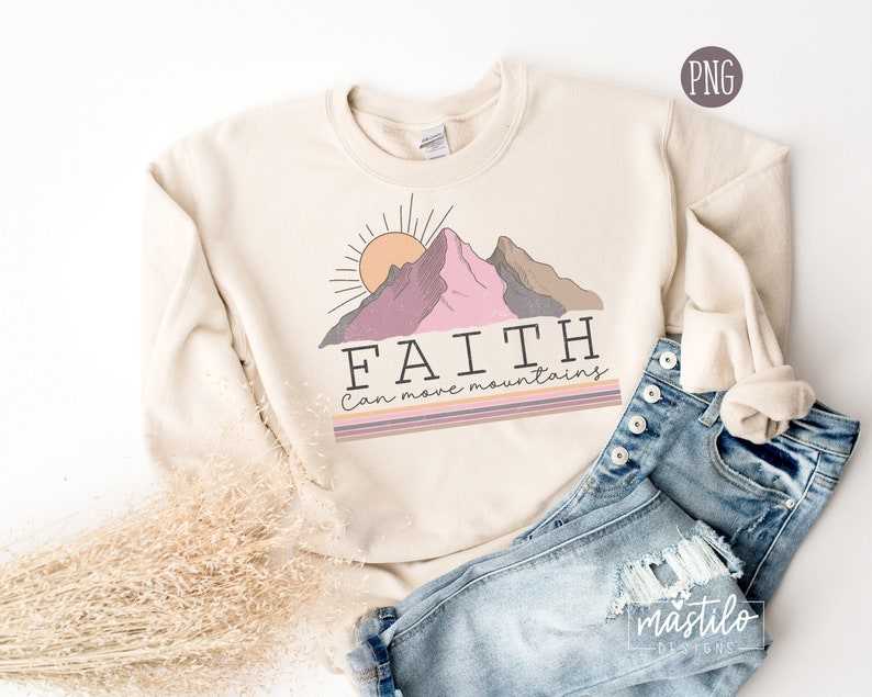 Christian Retro Png, Faith Can Move Mountains Svg#3