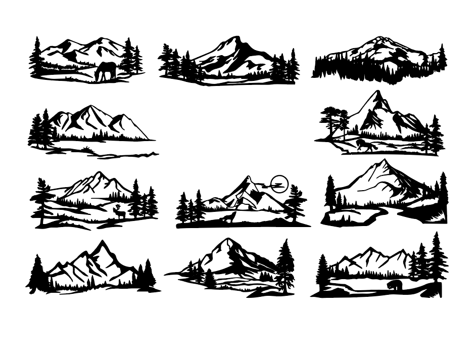 Mountain Silhouette SVG, Mountain Scene Svg | mountainsvg.com