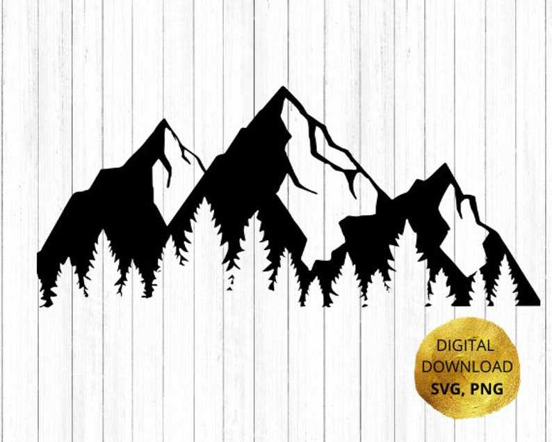 Mountain Landscape with Trees SVG, Mountains And Trees Svg#1
