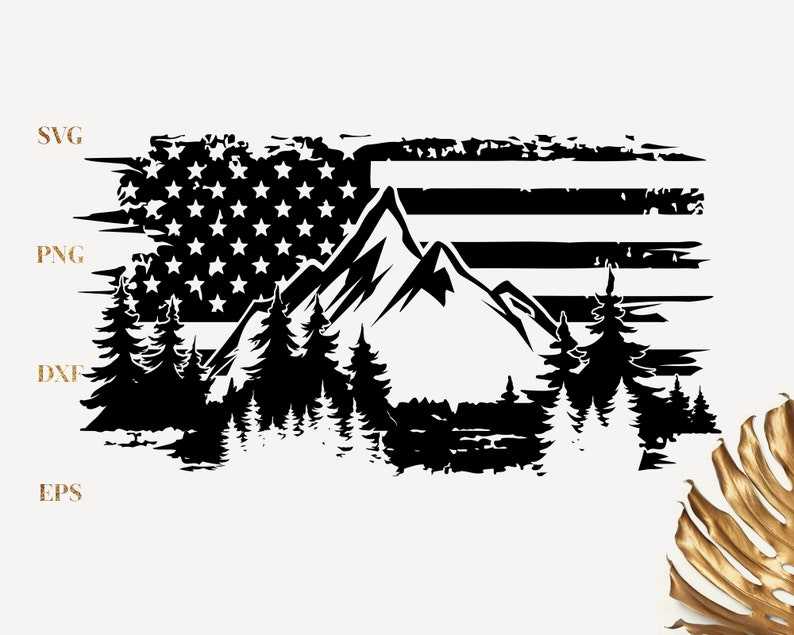 American Flag Svg, Mountain Svg#1