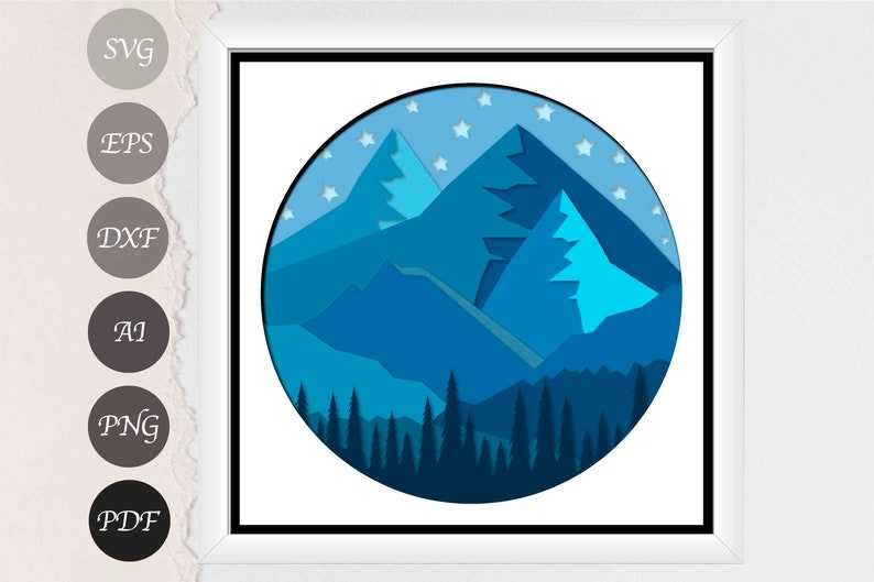 Mountain Shadow Box SVG, Mountains And Trees Svg#1