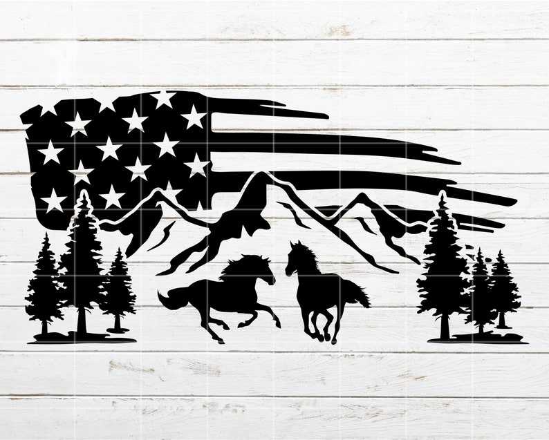 Flag SVG, Mountain Scene Svg#1