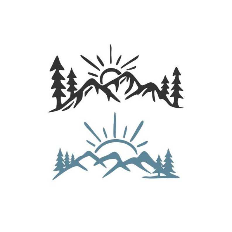 Mountains and Sun Cuttable Design SVG, Mountain Silhouette Svg#1