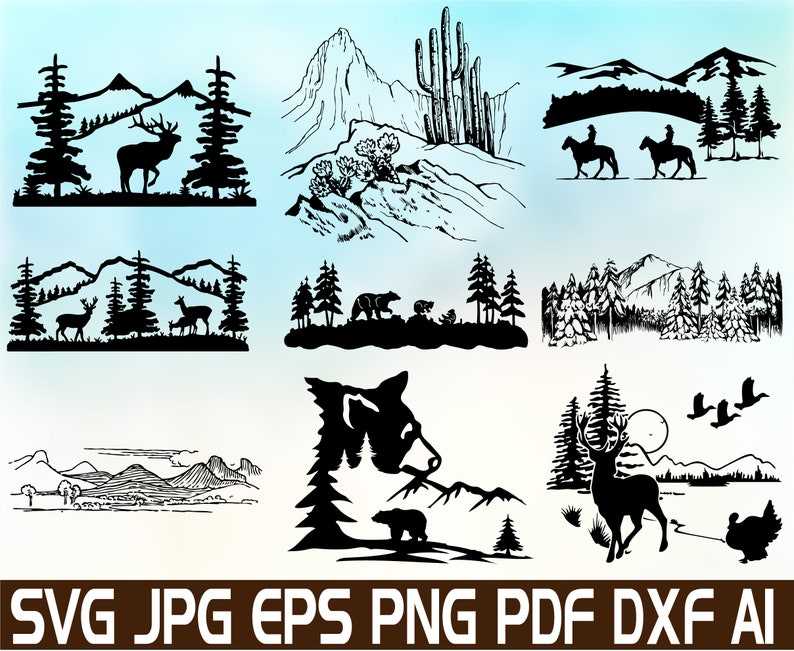 Mountain Scenery Silhouette Svg, Mountain Scene Svg#2