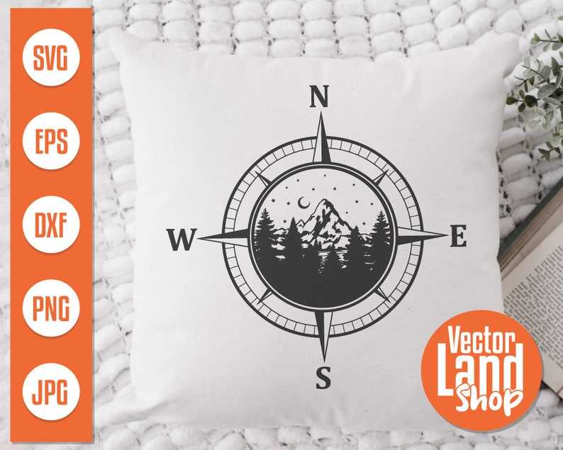 Compass SVG, Mountain Scene Svg#3