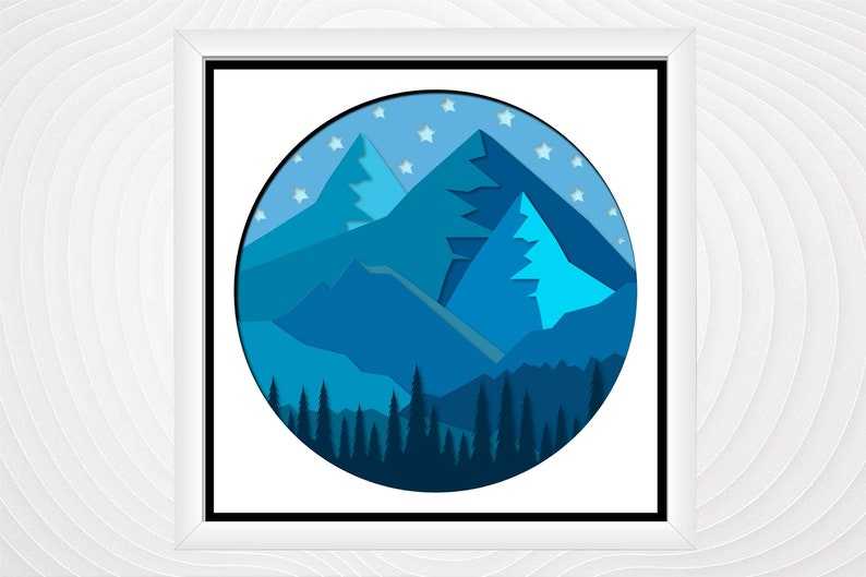 Mountain Shadow Box SVG, Mountains And Trees Svg#5