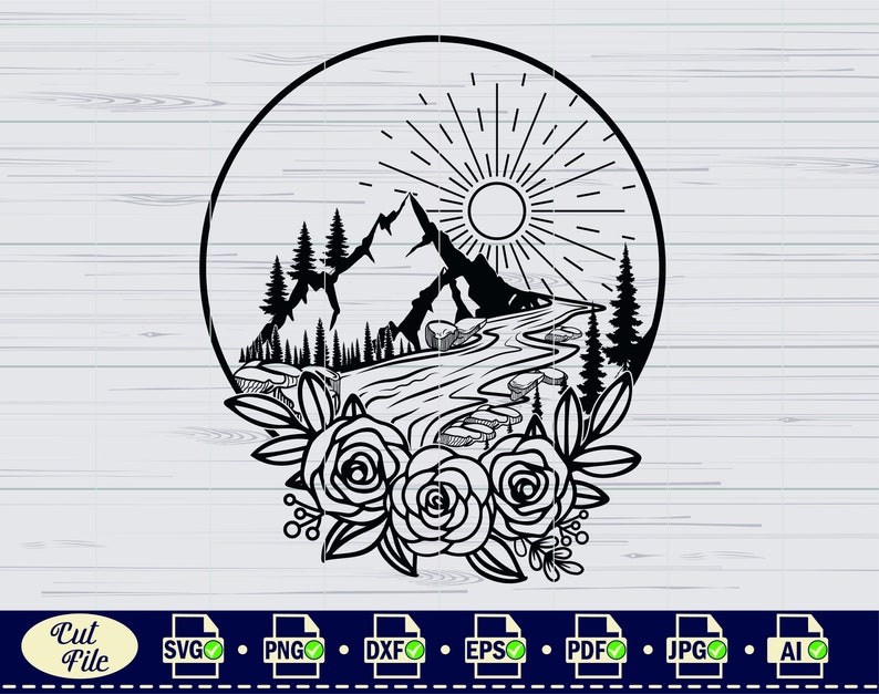 Nature landscape Svg, Mountain Scene Svg | mountainsvg.com