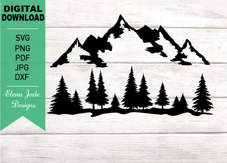 Pine Trees Silhouette SVG, Mountains And Trees Svg
