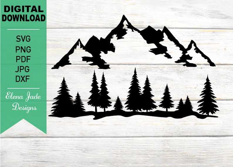 Pine Trees Silhouette SVG, Mountains And Trees Svg#1
