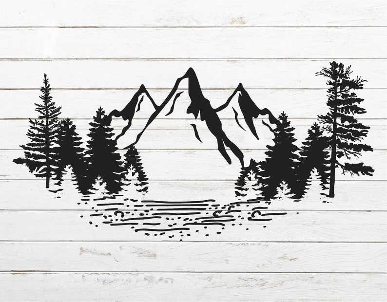Mountains Clipart SVG, Mountains And Trees Svg#4