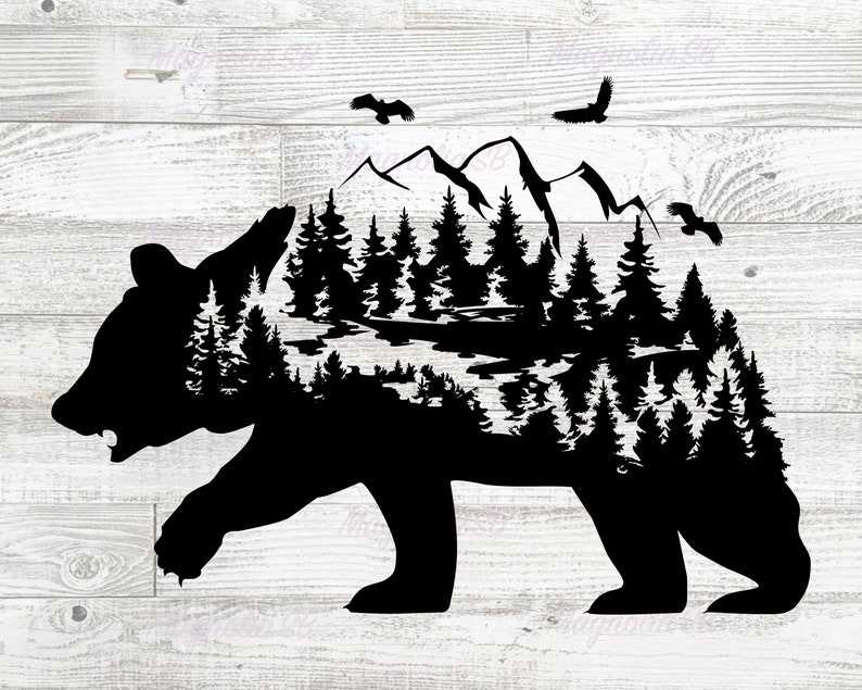 Fantasy Bear Svg, Mountain Silhouette Svg#1
