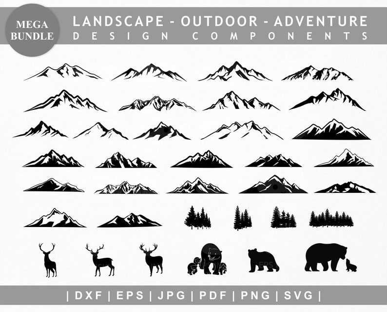 Wildlife Scenery Design SVG, Mountain Svg Free#1
