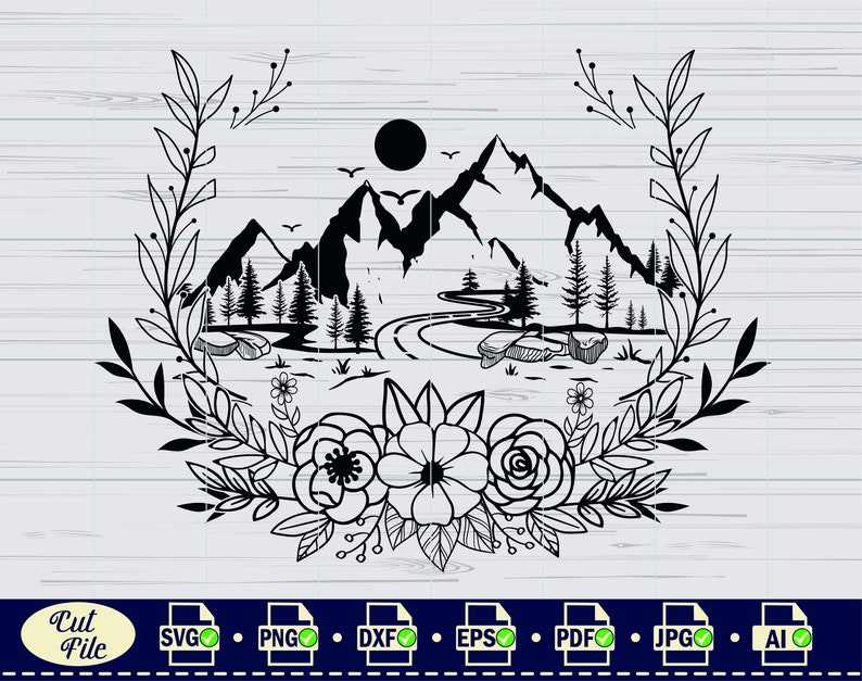 Nature landscape Svg, Mountain Scene Svg | mountainsvg.com