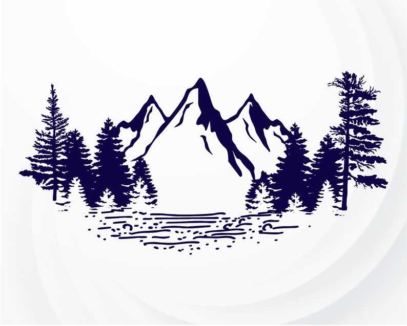 Mountains Clipart SVG, Mountains And Trees Svg#1