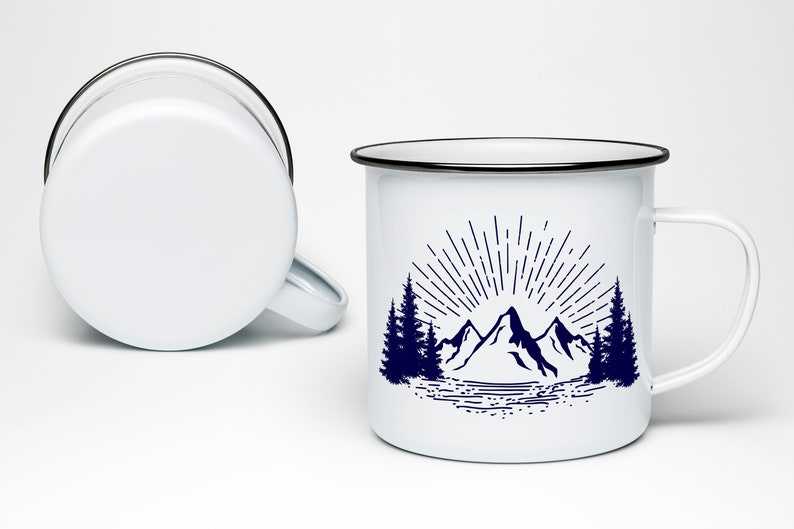 Mountains and Sunray Svg, Mountains And Trees Svg#3