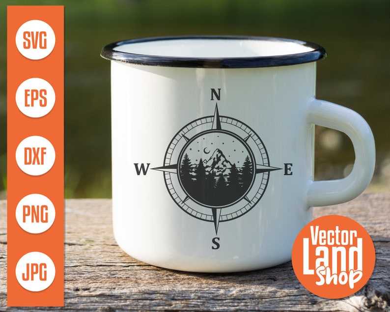 Compass SVG, Mountain Scene Svg#2