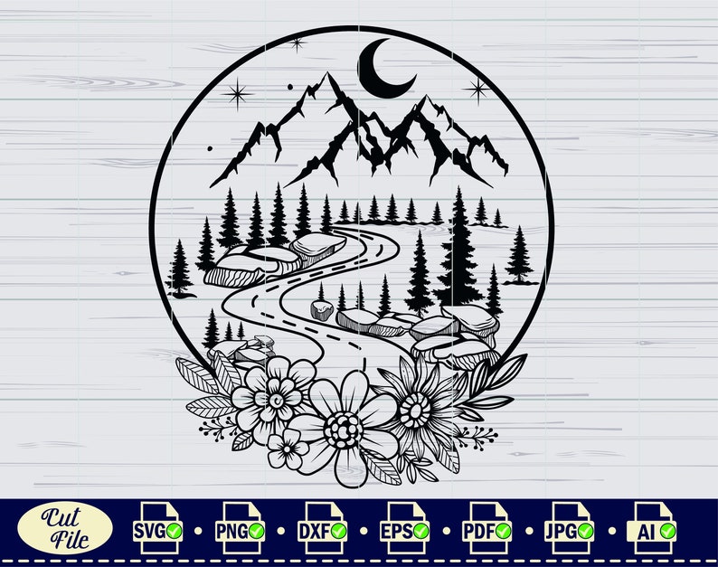 Nature landscape Svg, Mountain Scene Svg | mountainsvg.com