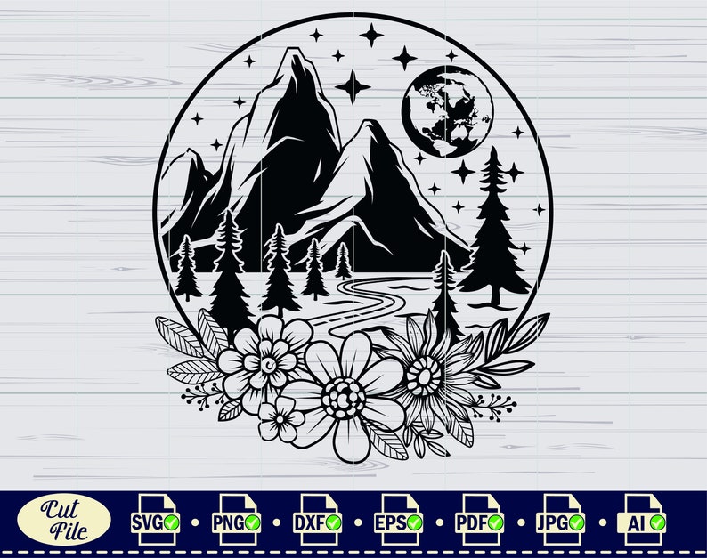 Nature landscape Svg, Mountain Scene Svg | mountainsvg.com