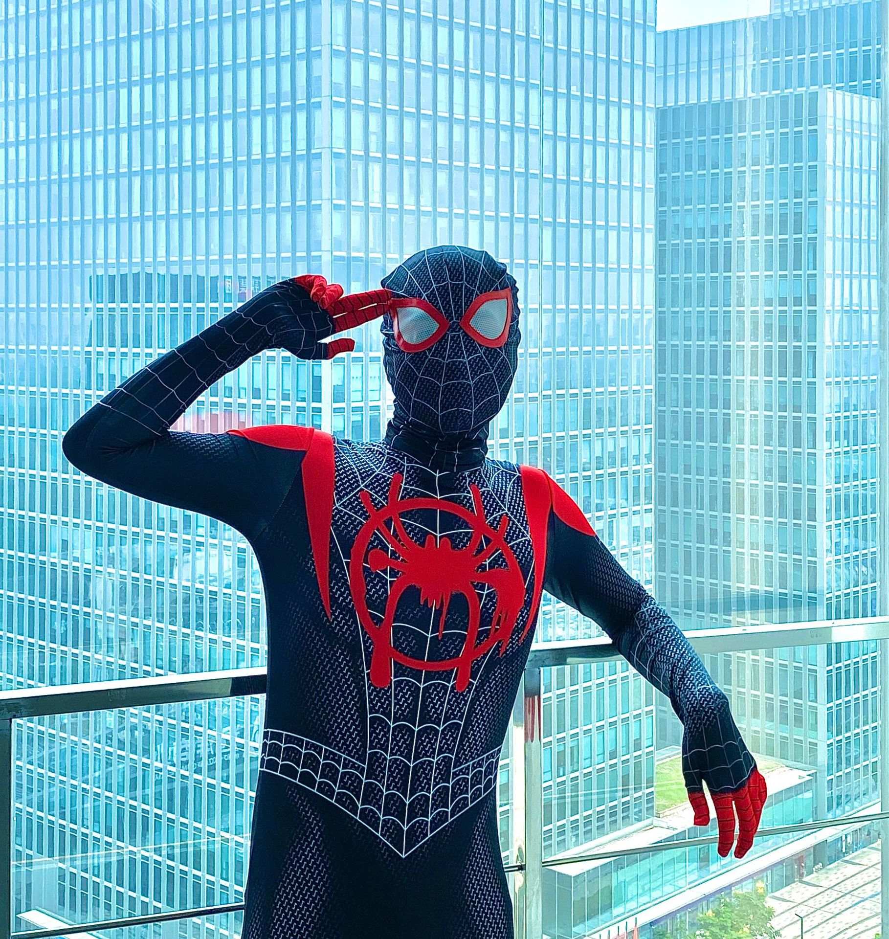 Spider-man Miles Morales Jumpsuit Spiderman Cosplay Costume Adult Halloween  Prop 