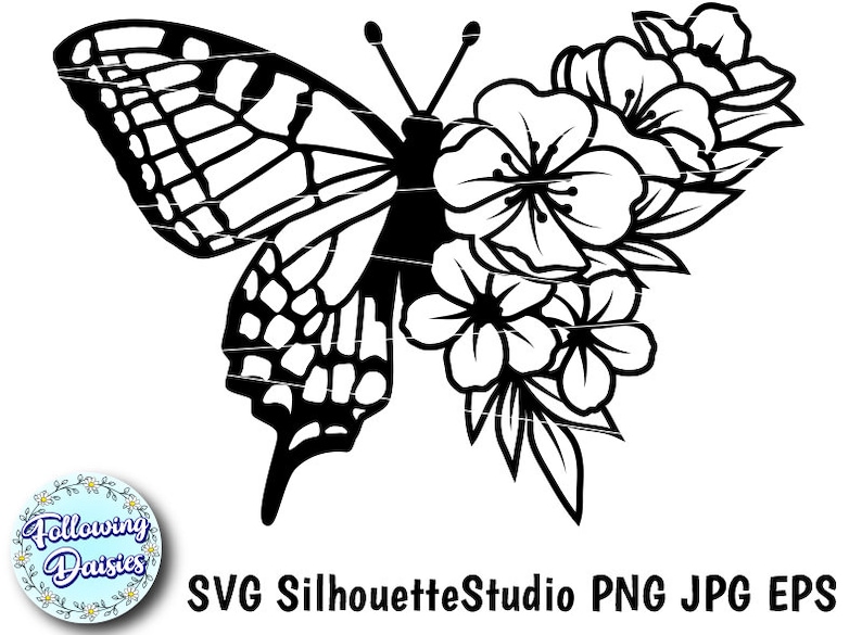 Butterfly and Flower Moon Clipart - Buy t-shirt designs
