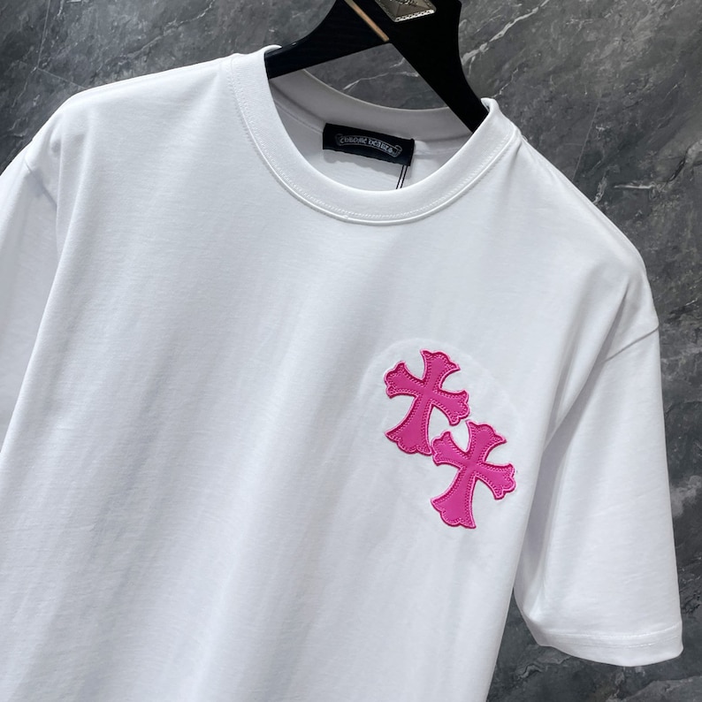 white t shirt with pink
