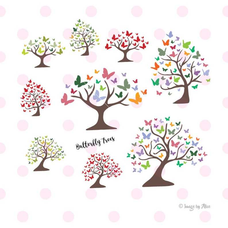Butterfly Trees Svg, Tree Clipart Svg Files#4