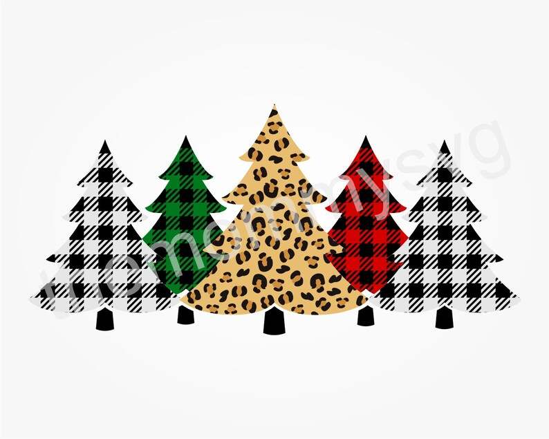 Buffalo Plaid Cheetah Tree Svg, Christmas Tree Svg#5