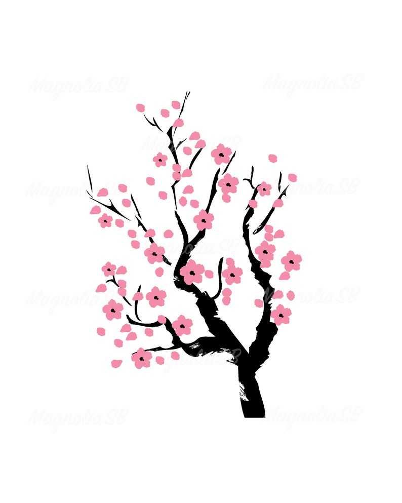 Cherry Blossom Tree Svg, Cherry Tree Cutting Vector#1