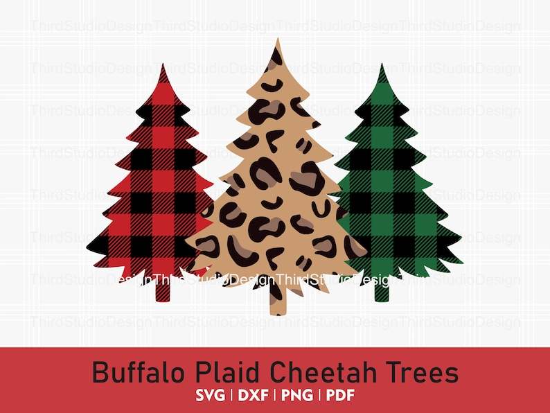 Buffalo Plaid Cheetah Tree Svg Bundle#4