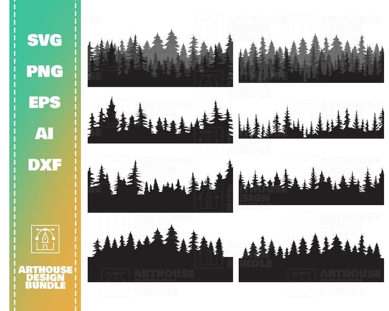 Layered Forest Svg, Layered Tree Svg, Forest Silhouette Svg 