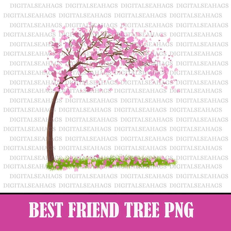 Tree Pink Best Friend Heart Clipart PNG#1