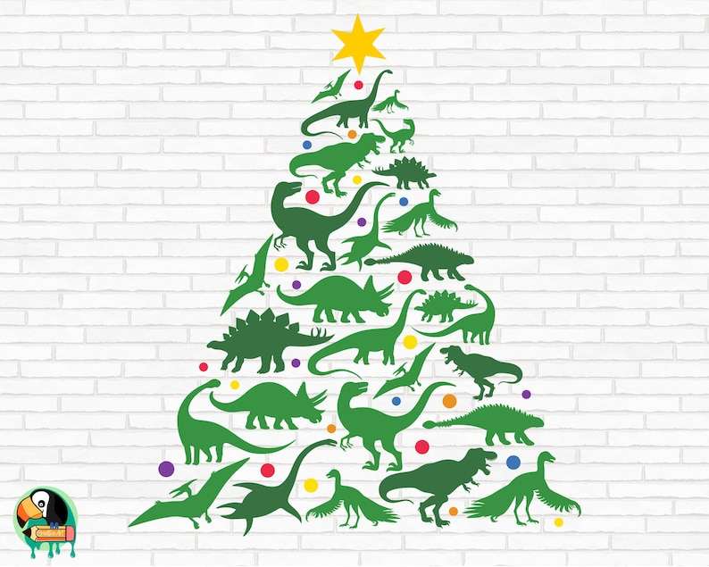 Christmas Tree Dinosaur Svg, Christmas Tree Cut Files#1