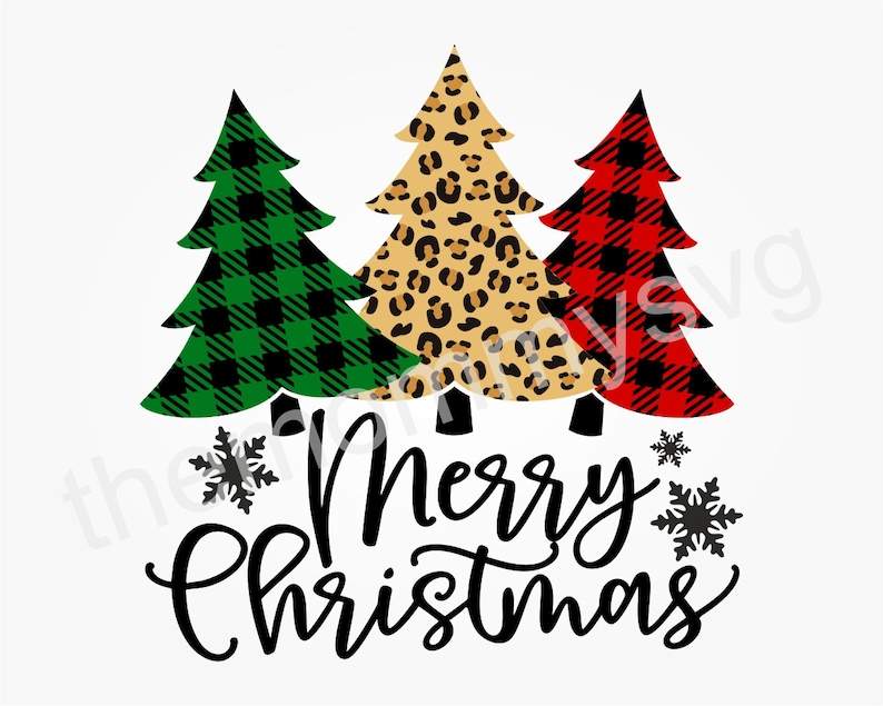 Buffalo Plaid Cheetah Tree Svg, Christmas Tree Svg#3