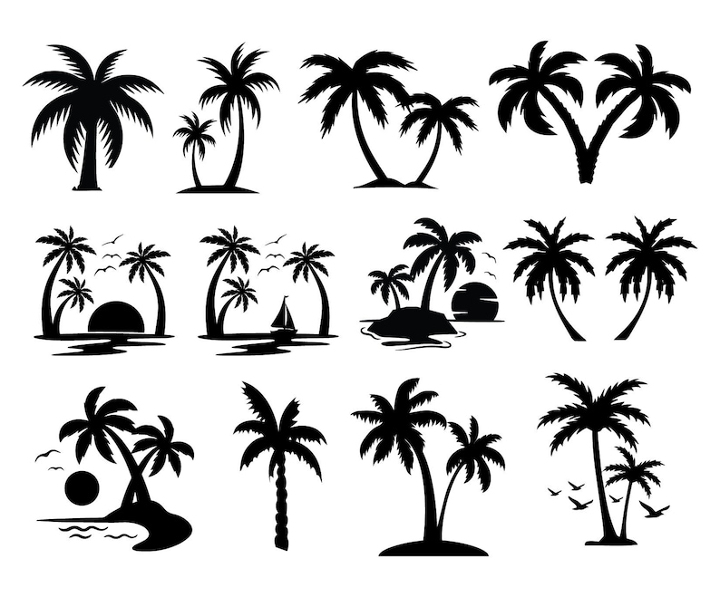Palm Tree Svg Bundle, Palm Tree Silhouette