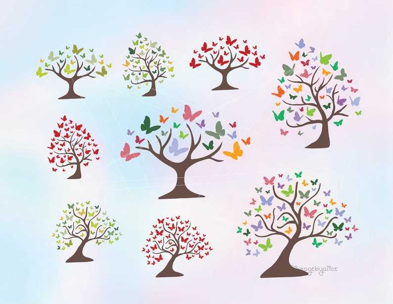 Butterfly Trees Svg, Tree Clipart Svg Files#1