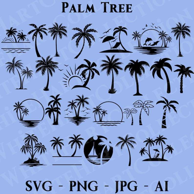 25 Palm Tree Svg, Forest Plants Beach Digital Download#1