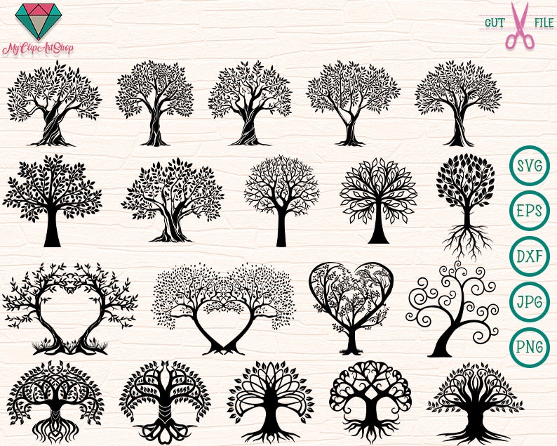 19 Tree Silhouette Svg, Tree Svg Cut Files