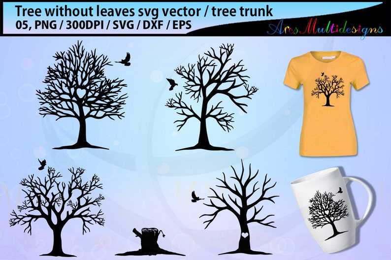 Tree Without Leaf And Bird Svg, Tree Svg Vector Silhouette#1