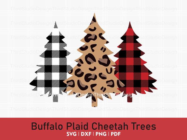 Buffalo Plaid Cheetah Tree Svg Bundle#5