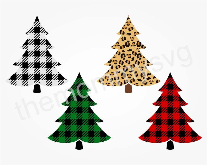 Buffalo Plaid Cheetah Tree Svg, Christmas Tree Svg#9