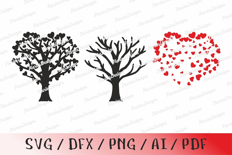 Tree With Hearts Shaped Leaves Svg, Heart Tree Svg File | treesvg.com