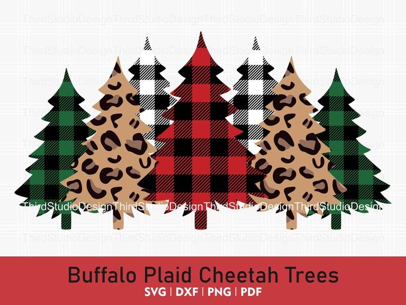 Buffalo Plaid Cheetah Tree Svg Bundle#2